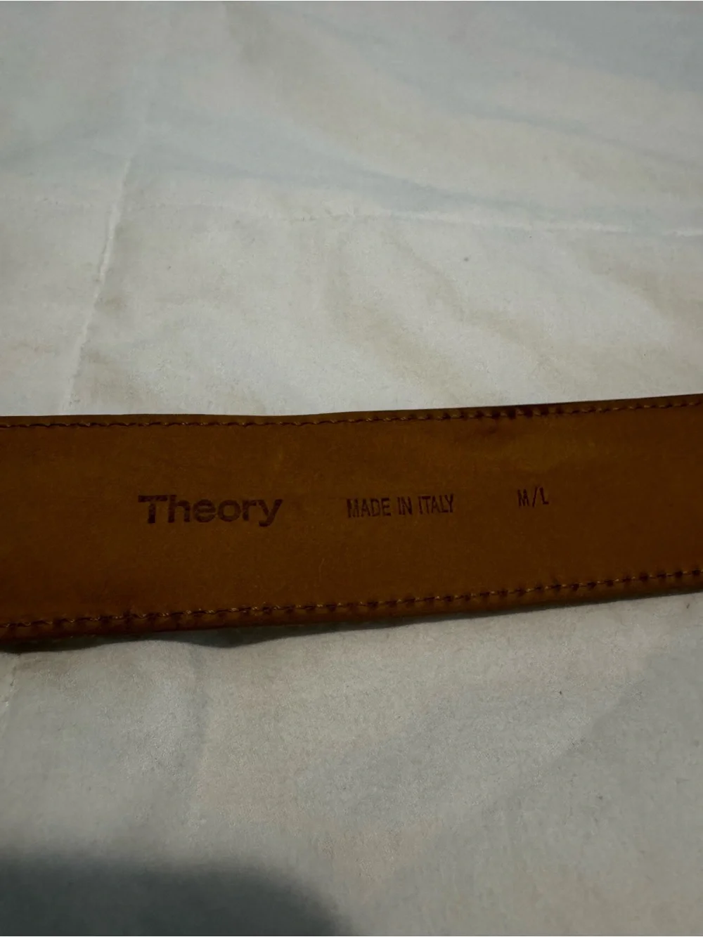 Theory Calf Hair Leather Belt Tan Gold Buckle Made in Italy M/L 30–34”